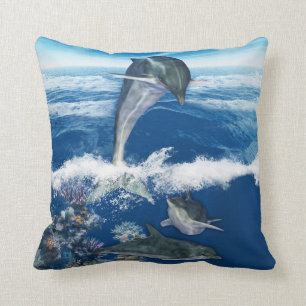 Delphin-Kunst-Polyester-Wurfs-Kissen 16" x 16" Kissen