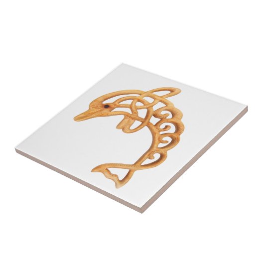 Delphin-Kunst springen, keltisches Knoten-Holz Fliese (Seite)