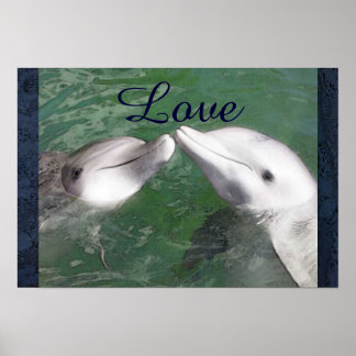 Delphin-Liebe Fische Meeresgewässer Tier Niedlich Poster