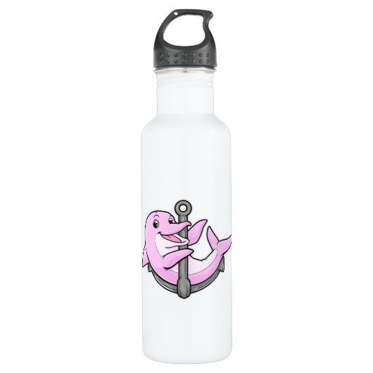 Delphin mit Anchor Edelstahlflasche (Vorderseite)