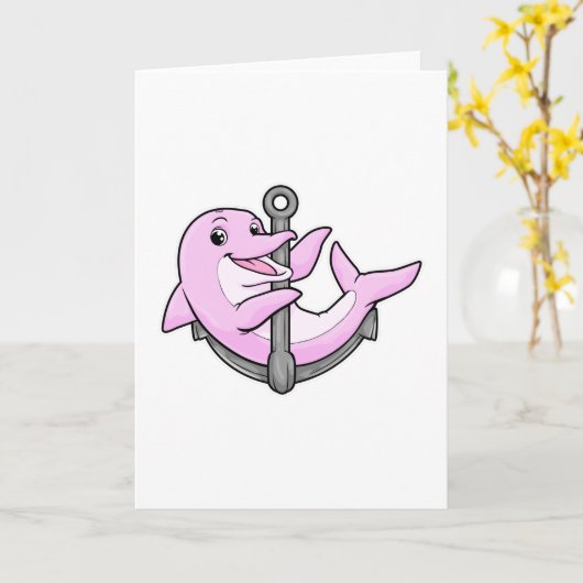 Delphin mit Anchor Karte (Gelbe Blume)