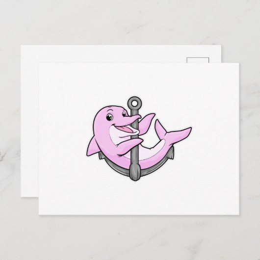 Delphin mit Anchor Postkarte (Vorne/Hinten)
