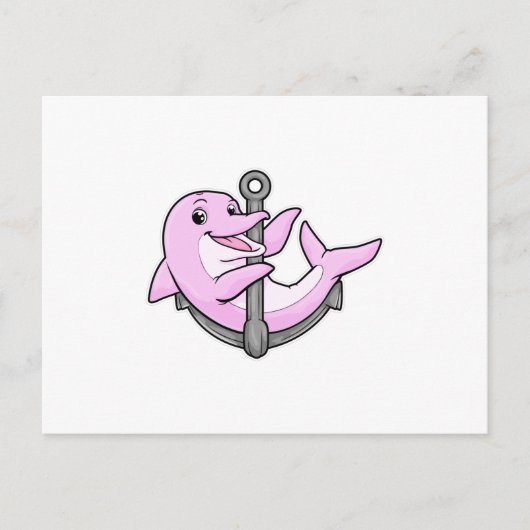 Delphin mit Anker Postkarte (Vorderseite)