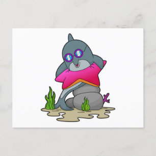 Delphin mit Brille Postkarte