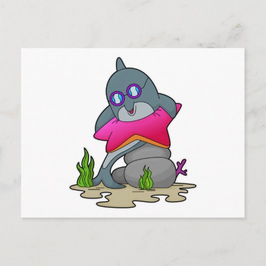 Delphin mit Brille Postkarte (Vorderseite)