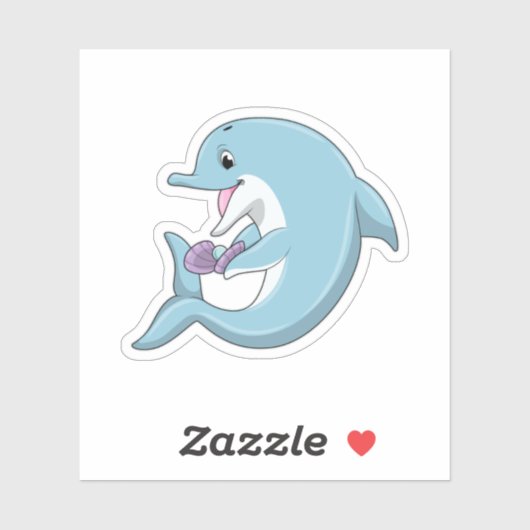 Delphin mit Perle Aufkleber (Blatt)