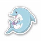Delphin mit Perle Aufkleber (Vorderseite)
