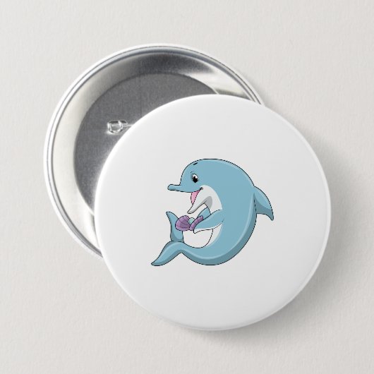Delphin mit Perle Button (Vorne & Hinten)