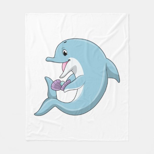 Delphin mit Perle Fleecedecke (Vorderseite)