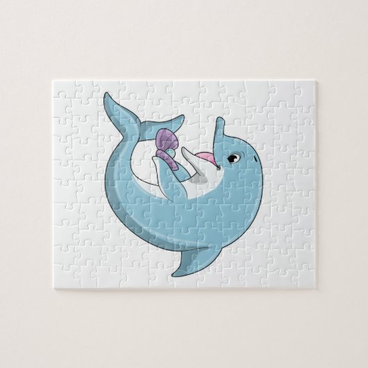 Delphin mit Perle Puzzle (Horizontal)