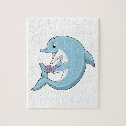 Delphin mit Perle Puzzle (Vertikal)