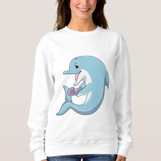 Delphin mit Perle Sweatshirt (Vorderseite)
