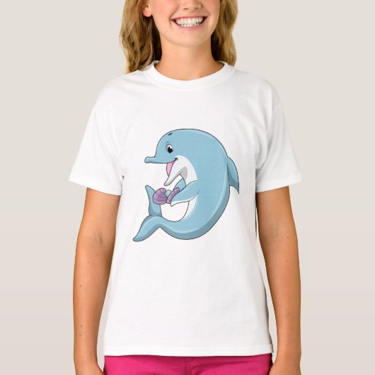 Delphin mit Perle T-Shirt (Vorderseite)