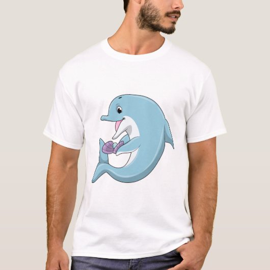 Delphin mit Perle T-Shirt (Vorderseite)