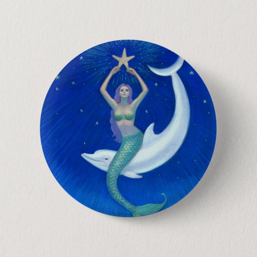 Delphin-Mond-Meerjungfrau Button (Vorderseite)