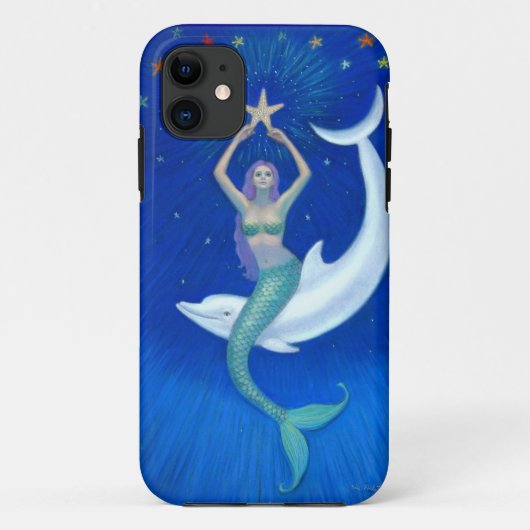 Delphin-Mond-Meerjungfrau-Fantasie-Kunst iPhone 5 Case-Mate iPhone Hülle (Rückseite)