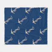 Delphin Navy Blue Spirit Anchors Fleecedecke (Vorderseite (Horizontal))