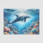 Delphin Ocean Reef Wasserfarbe Decoupage Seidenpapier (Vorderseite)