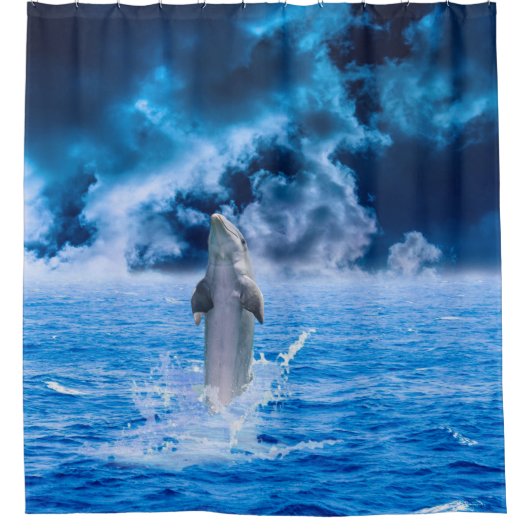 Delphin-Ozean-Sturm-Duschvorhang Duschvorhang (Vorderseite)