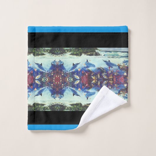 Delphin-Ozean-Wellen-Fisch-Tierbad-Tuch-Set Badhandtuch Set (Waschlappen)