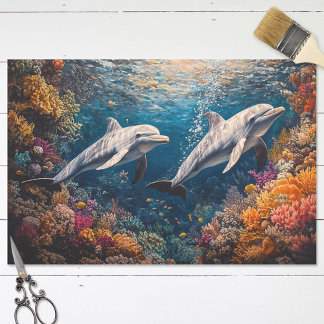 Delphin Pod Coral Reef Decoupage Seidenpapier