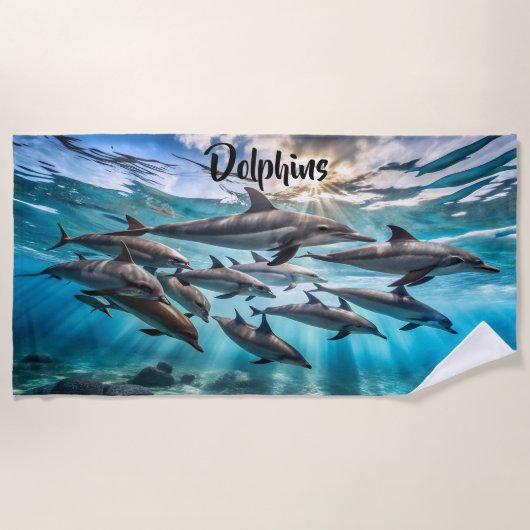 Delphin-Pods Strandtuch (Vorderseite)