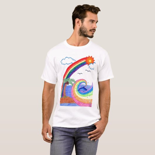 Delphin-Regenbogen-T - Shirt (Vorne ganz)