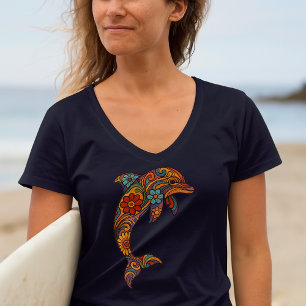 Delphin Retro-Psychedelic-Art T-Shirt