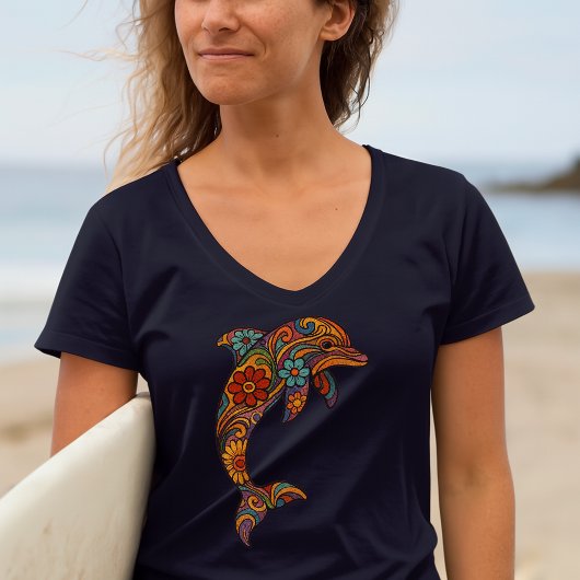 Delphin Retro-Psychedelic-Art T-Shirt