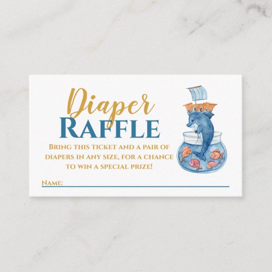 Delphin Sea Adventure Diaper Raffle Ticket Begleitkarte (Vorderseite)
