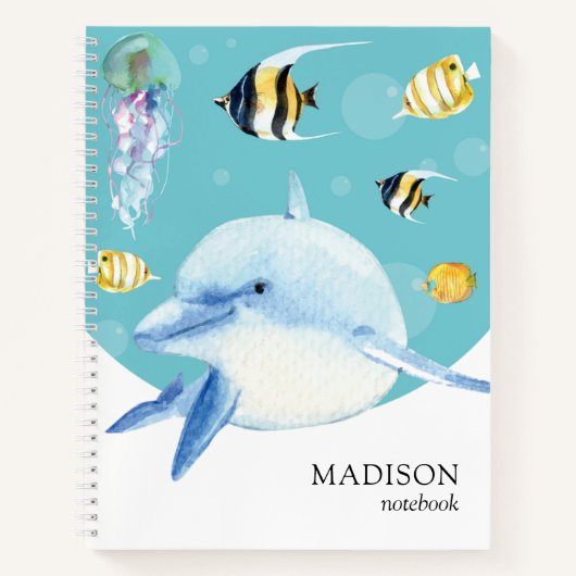 Delphin Sea Life Marine - Personalisierter Name Notizblock (Vorderseite)