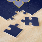 Delphin-Silhouette/Gold/Marineblau Puzzle (Seite)