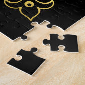 Delphin-Silhouette/Gold/Schwarz/Schwarz Puzzle (Seite)