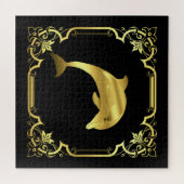 Delphin-Silhouette/Gold/Schwarz/Schwarz Puzzle (Horizontal)