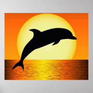 Delphin-Sonnenuntergang-Plakat Poster