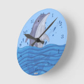 Delphin-Spritzen Runde Wanduhr (Winkel)