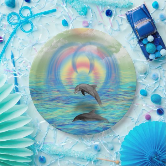 Delphin-Steigen Pappteller (Party)