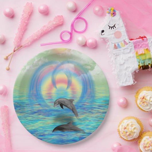 Delphin-Steigen Pappteller (Party)