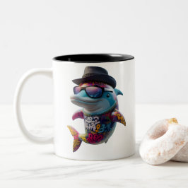 Delphin-Tasse. Zweifarbige Tasse
