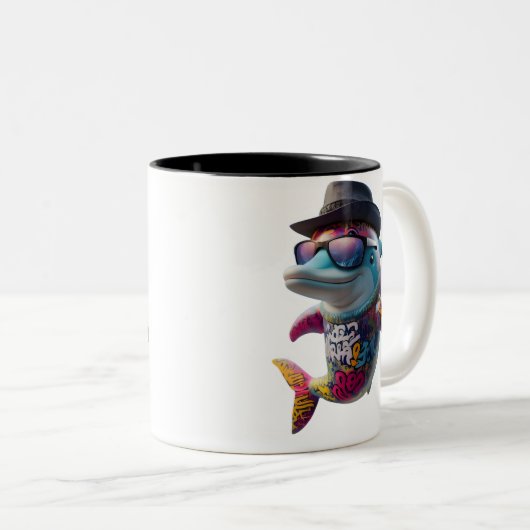 Delphin-Tasse. Zweifarbige Tasse (VorderseiteRechts)
