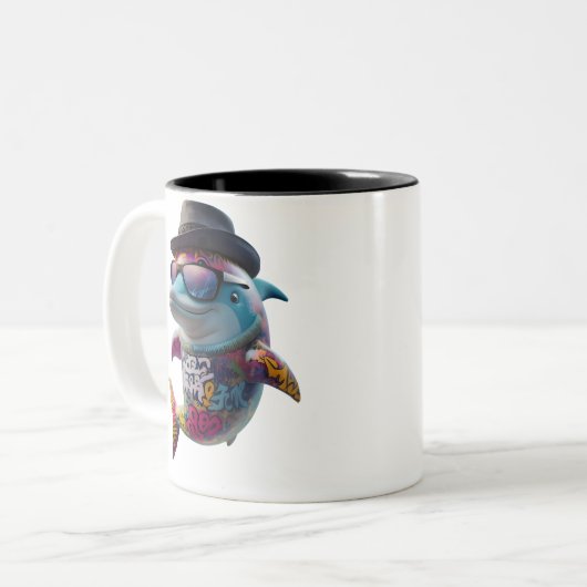 Delphin-Tasse. Zweifarbige Tasse (Vorderseite Links)