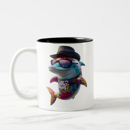 Delphin-Tasse. Zweifarbige Tasse (Links)