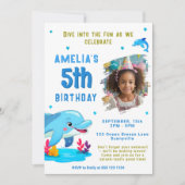 Delphin Themed Sea Animal Kindergeburtstag Foto Einladung (Vorderseite)