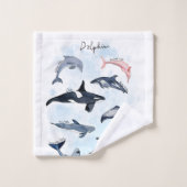 Delphin-Themenabend Kinder Aquarell zeichnend Badhandtuch Set (Waschlappen)