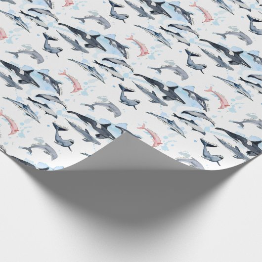 Delphin-Themenabend Kinder Aquarell zeichnend Geschenkpapier (Ecke)