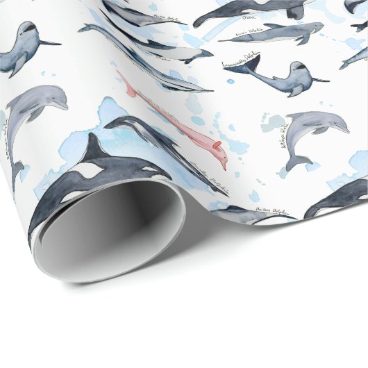 Delphin-Themenabend Kinder Aquarell zeichnend Geschenkpapier (Rolleneckpunkt)