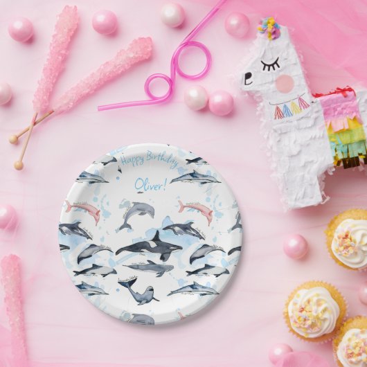 Delphin-Themenabend Kinder Aquarell zeichnend Papi Pappteller (Party)