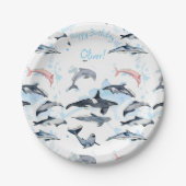 Delphin-Themenabend Kinder Aquarell zeichnend Papi Pappteller (Vorderseite)