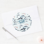 Delphin-Themenabend Kinder Aquarell zeichnend Runder Aufkleber (Umschlag)