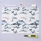 Delphin-Themenabend Kinder Aquarell zeichnend Seidenpapier (Handwerk)